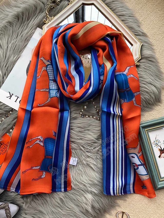 HERMES圍巾 2019最火爆新款 愛馬仕專櫃新品真絲喬其緞長巾  llwj6805